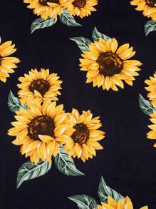 3入組向日葵床上用品設計（全尺寸）與純色背景，舒適的床上用品，向日葵主題裝飾床上用品（1床墊套+ 2枕套），適用於女孩的臥室裝飾