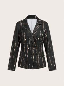 SHEIN Clasi 閃爍印花雙排扣西裝外套 - 彩色 - 查看 1