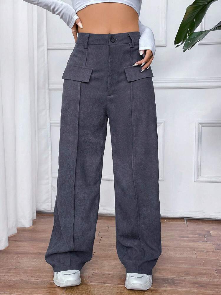 Women's Solid Color Casual Straight Pants