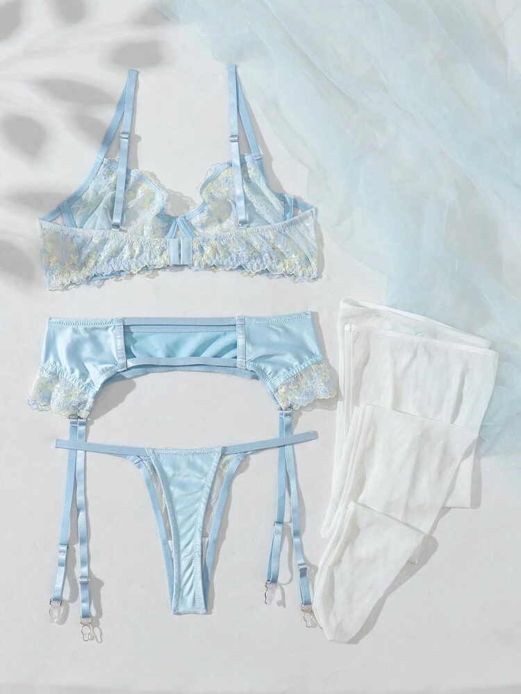 Women's Fashionable Sexy Blue Lace Underwear