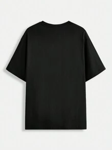 SCOOBY-DOO X SHEIN 男子卡通字母圖案下垂肩t恤 - 黑色 - 查看 2