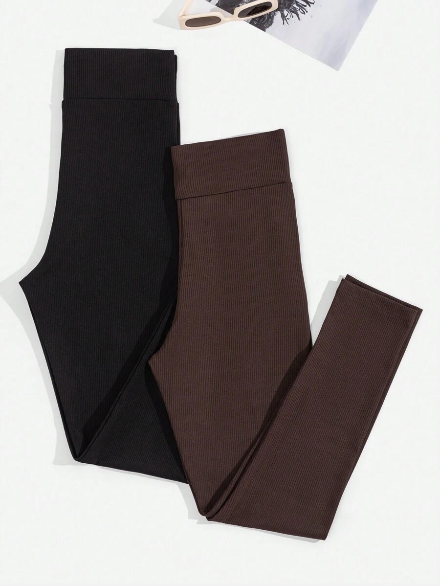 EURMUSE Black And Brown Leggings Multipack - Multicolor - View 1