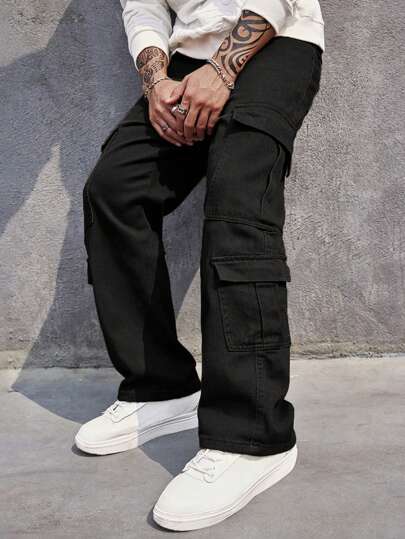 Guys Flap Pocket Side Cargo Jeans