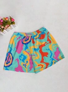 INAWLY Women's Cartoon Rabbit Printed Top And Random Pattern Shorts Set