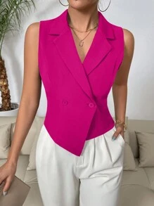 SHEIN Clasi 女士純色無袖西裝外套,適合夏季