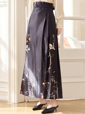 Spring New Style Chinese Style Han Clothing Improved Horse Face Skirt Retro High-End Printed High Waist One-Piece Skirt