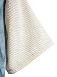 ROMWE MEN Casual 男士灯芯绒彩色口袋衬衫，学校 - 藍白色 - 查看 3