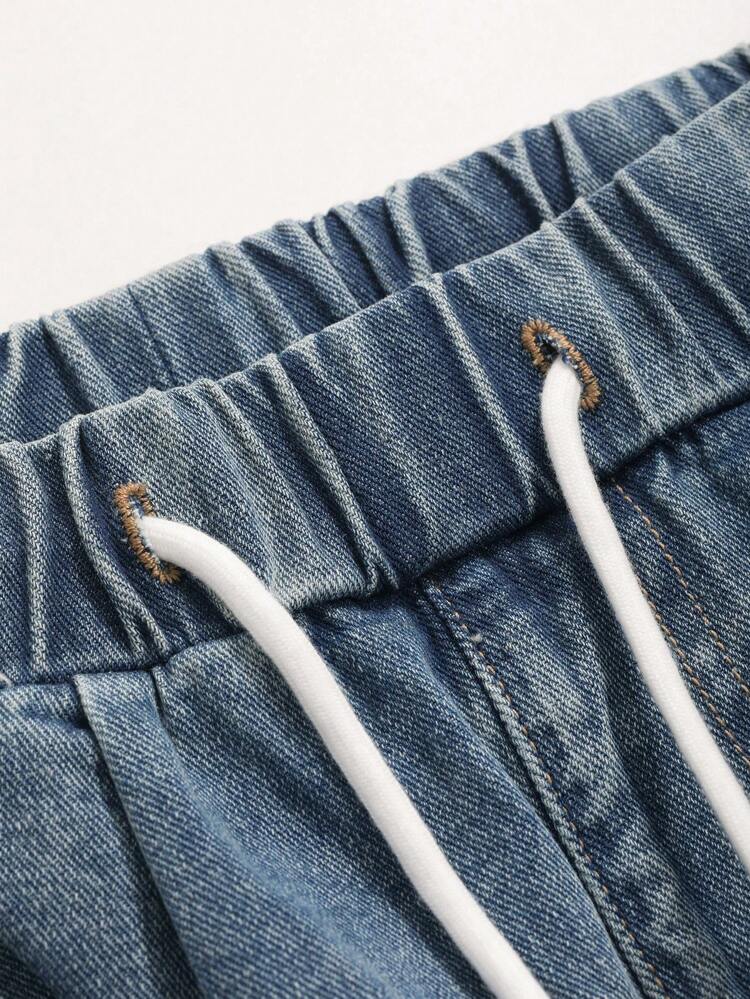 Women's Drawstring Waist Wide Leg Jeans Baggy Jeans