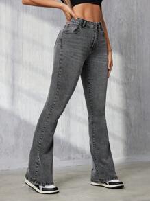 SHEIN Tall Flared Jeans - Grey - View 4
