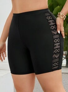 Swim Lushoire Plus Size Solid Color Hollow Out Patchwork Swimwear Bottom, Bikini Bottom Beach Swimwear Bathing Suit Music Festival Summer, Summer Beach