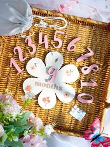 SHEIN 新生嬰兒女孩里程碑數字木板套裝攝影道具