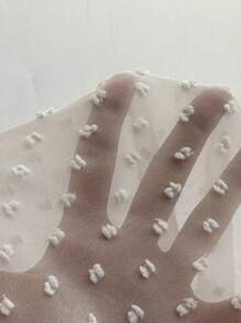 SHEIN Privé Women's Solid Color Short Sleeve Shirt With V-Neck And Lace Accent - White - View 6