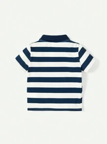 Cozy Pixies 嬰兒男寶寶卡通熊紋短袖圓領上衣和短褲四件套裝配對套裝 - 藍色 - 查看 12