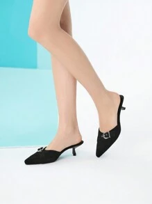 SheIn BIZ Giày Nữ Mũi Nhọn Giày Cao Gót Đơn Giản Bít Mũi - màu đen - Xem 7