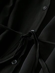 SHEIN LUNE Của phụ nữ Tay áo dài Tay áo lồng đèn Váy sơ mi Với Ngực đơn - màu đen - Xem 3