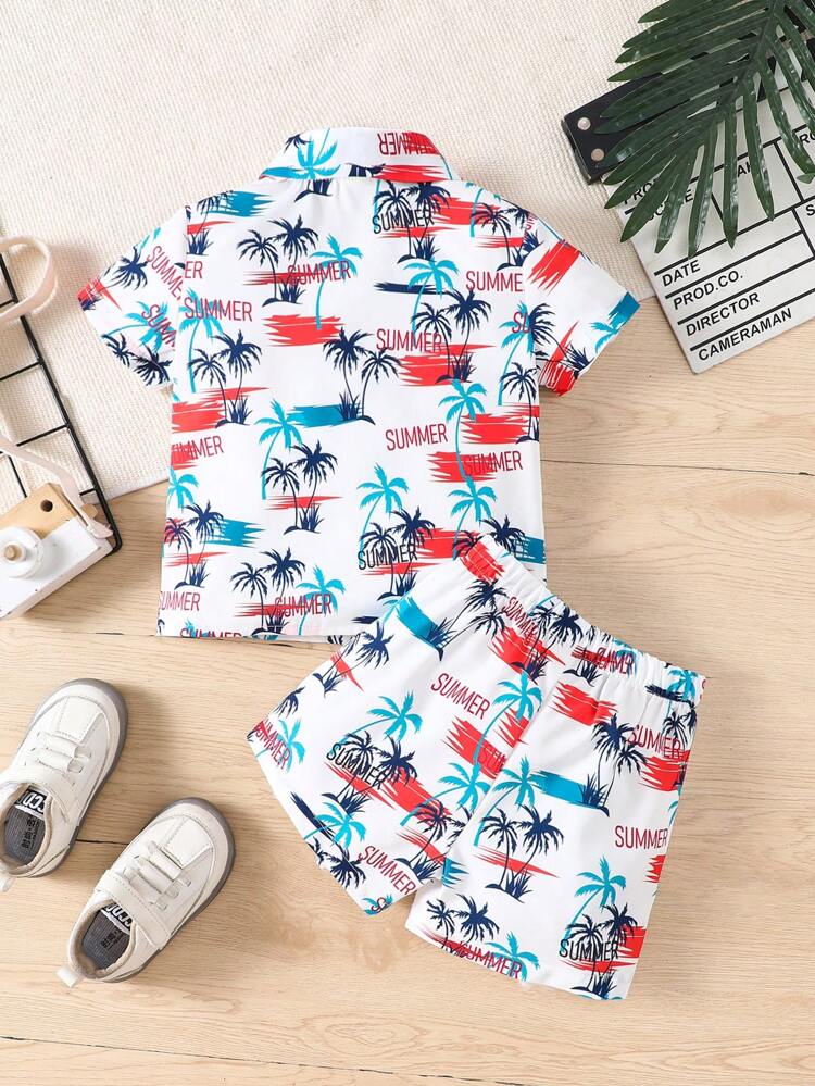 Summer Fashion Beach Casual Shirt And Shorts Set For Baby Boys