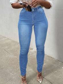 Quần Skinny Fit 3/4 sành điệu cho nữ - Rửa trung bình - Xem 5