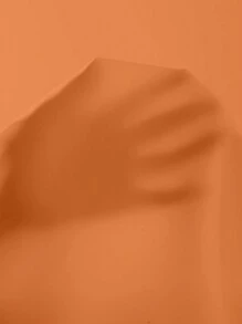 Serisse 純色釦扣口袋拼接開襟襯衫 - 橘色 - 查看 7