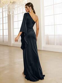 Missord 女式喇叭袖伴娘礼服，超长款，单肩