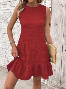 Breezaya Women's Solid Color Back Tie Sleeveless Dress - Burgundy - View 6