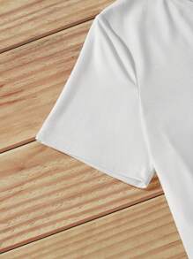SHEIN LUNE 1pc Women Slim Fit Casual Figure Printed Round Neck Short Sleeve T-Shirt, Suitable For Summer, Family Matching
