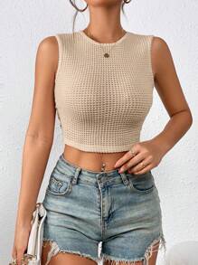 Chiquease Áo khoác và áo lót dành cho xe tăng nữ Buộc lại màu trơn Giải trí - Màu be - Xem 5