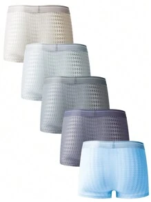 Men's Simple Basic Boxer Shorts (5pcs/Set) - Multicolor - View 2