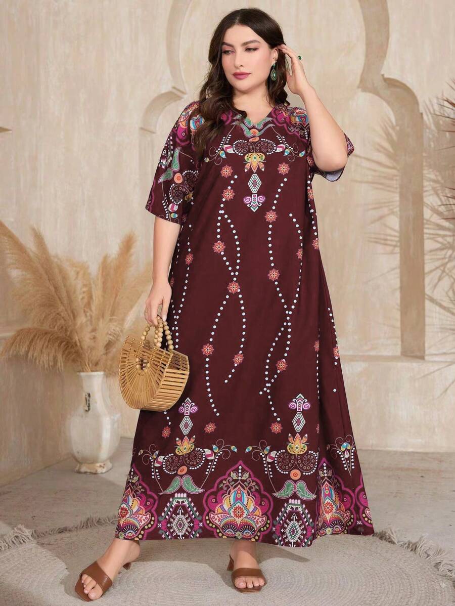 MS Mode Plus Size flared legging met bloemenprint