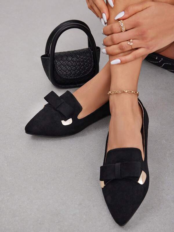 CUCCOO BIZCHIC Damenschuhe schwarze Ballerinas mit Schleife und Schnalle für Damen, Sommerschuhe für Urlaubssaison, Sommerschlussverkauf, elegante Basics, Business Lässig, Business Chic, Halloween