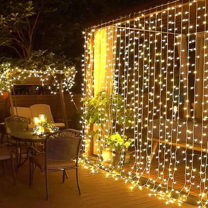 1 件 LED 窗帘灯，1.5 米/4.92 英尺，2 米/6.56 英尺瀑布灯，花环灯，童话灯，适用于房间装饰、橱窗、花园、婚礼、新年、LED 童话灯、礼物