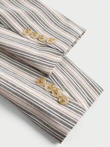 Manfinity VCAY Men's Striped Woven Long Sleeve Blazer Jacket - Black - View 3