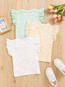 SHEIN Ensemble de 3 t-shirts classiques simples pour jeunes filles, confortables et polyvalents