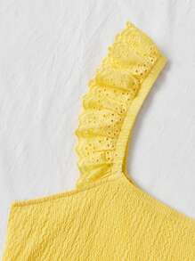 Soleia Plus Size Solid Color Ruffle Trim Camisole Top - Yellow - View 3