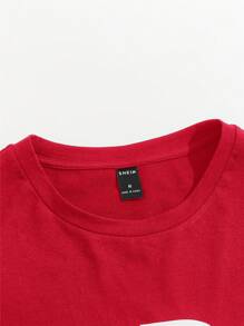 Manfinity VCAY Men's Letter Printed Round Neck Short Sleeve T-Shirt - Red - View 3