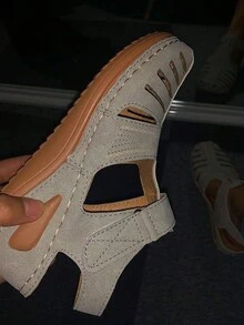 Của phụ nữ Retro Dép quai hậu , Dép không lộ ra ngón chân Rỗng Hợp thời Giày dép , Giải trí Dép quai hậu - Xám - Xem 5