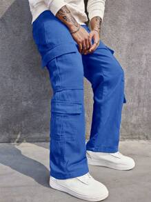 Manfinity 男士有蓋口袋側工裝寬鬆牛仔褲