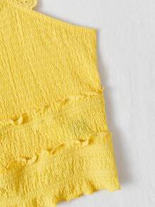 Soleia Plus Size Solid Color Ruffle Trim Camisole Top - Yellow - View 4
