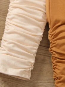 SHEIN Solid Color Pleated Pants For Young Girls