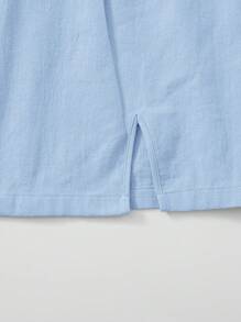 Soleia Women's Solid Color Cropped Pleated Camisole Top And Skirt Set - Baby Blue - View 5