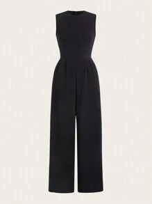 Slaydiva 休闲优雅无袖阔腿黑色连体裤