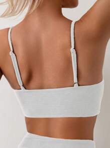 SHEIN Swim 女性夏季海灘純色扭結＆中空設計比基尼上衣 - 白色 - 查看 2