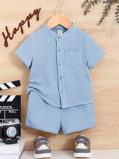 Bebis Pojkar Enfärgad Enkel Bekvämt