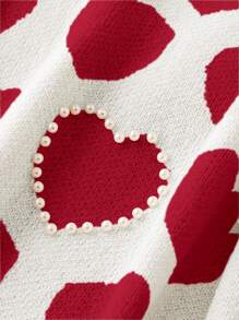 SHEIN LUNE Plus Size Women's Lace Patchwork Heart Pattern Sweater