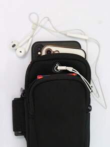 户外运动臂包，跑步手机包，腕包，女性运动健身包，臂袖包，男士夏季臂带包，带拉链的收纳手机包，带口袋的便携式臂包，男女健身包，女孩男孩健身配件运动腰包腰包腰带臂背心包臂带腕带腕带钱包，适用于健身房跑步徒步骑行运动手机带零钱包带钥匙袋卡夹防水轻便大容量配件 - 黑色 - 查看 4