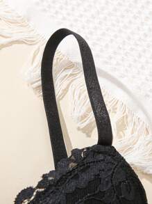 3pcs/Set Women's Lace Solid Color Bra With Underwire - Black and White - View 5