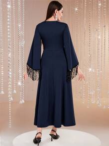 Modelyn 女士亮片拼接波浪袖阿拉伯風連衣裙