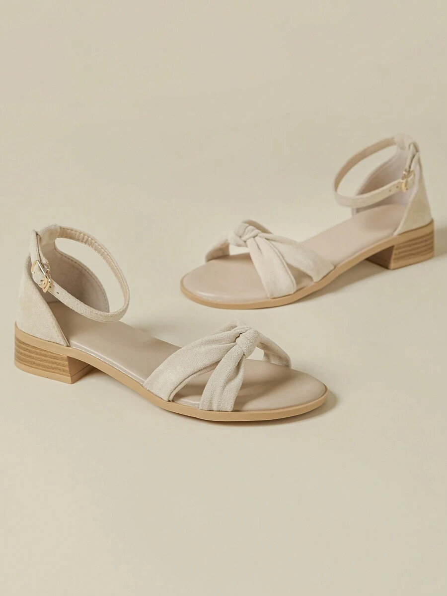 Giày sandal quai ngang gót chunky mùa xuân/thu 2025 dành cho nữ, họa tiết hoa lá phối hợp phong cách bohemian retro, đế xuồng thoải mái, gót thấp, hở mũi, giày casual đi biển, thanh lịch, đa năng, cỡ lớn 41-43. - Màu be - Xem 1