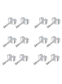 6pairs/set Stainless Steel Earrings