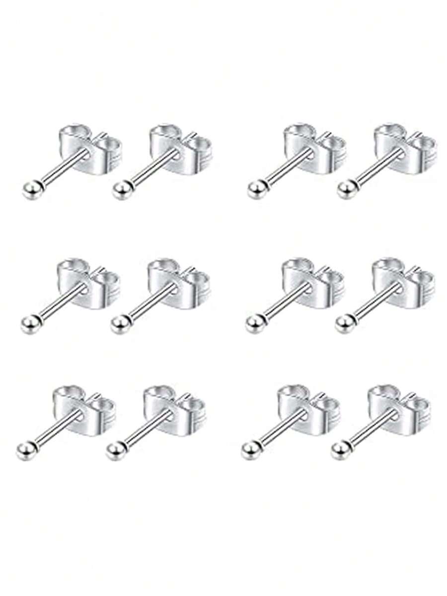 6pairs/set Stainless Steel Earrings