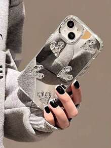 Capa De Telefone Com Espelho E Decoração Em Forma De Coração Compatível Com Iphone 15/15pro/15plus/15promax